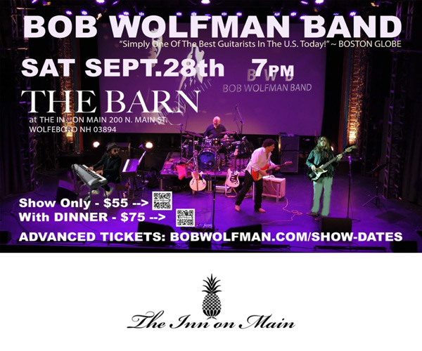 Live Bob Wolfman Band performance in The Barn at The Inn on Main in Wolfeboro, New Hampshire.