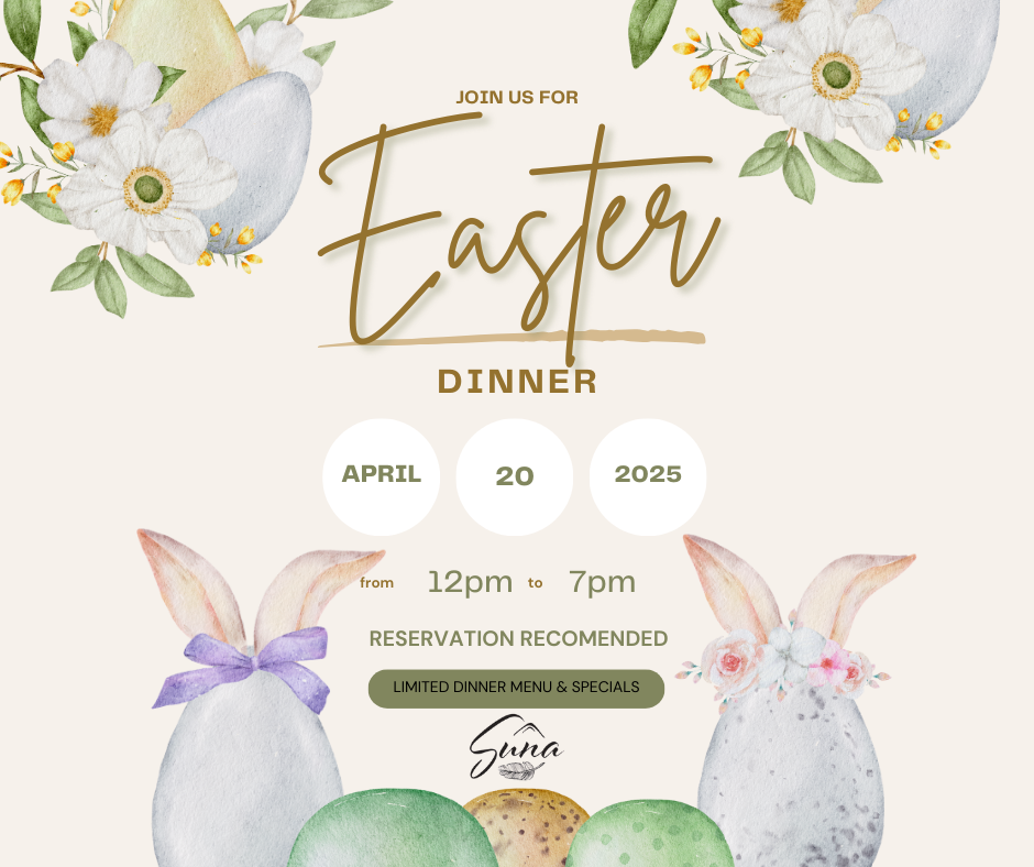 Celebrate Easter Dinner at Suna and enjoy fine dining with Magic Foods Restaurant Group in New Hampshire.