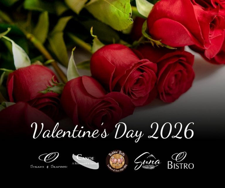 Valentine's Day Restaurant Reservations for Canoe, O Bistro, O Steaks & Seafood, Suna, and Rubbin' Butts BBQ.
