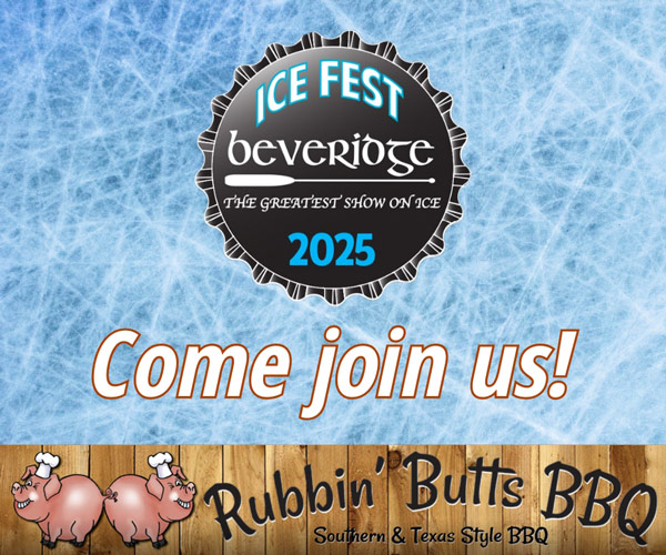 Rubbin' Butts BBQ is a food vendor at Beveridge Ice Fest 2025 community event in the Lakes Region of New Hampshire.